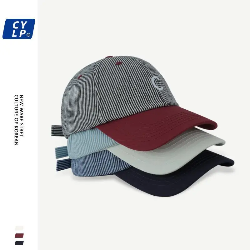 2025 Spring Striped Baseball Cap Women Red Gray Matching - Image 6