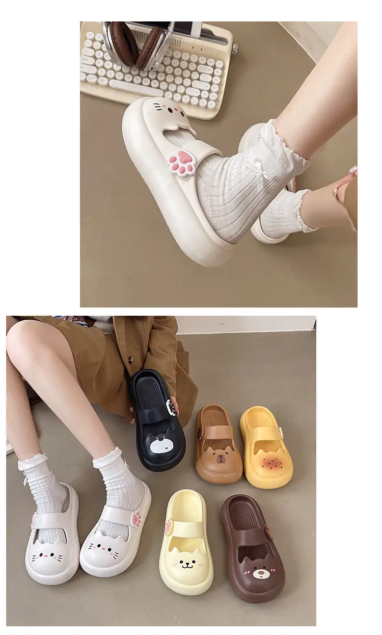Mary Jane Sandals and Slippers Women's 2025 Summer New Style Outer Wear Cat Thick Sole Dung Slip-resistant Baotou Sandals and Slippers Trendy — feature 8