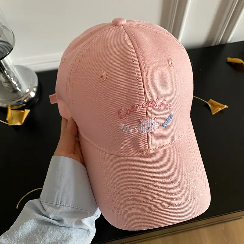 Japanese Kitten Embroidered Beige Baseball Cap Women 2025 Spring - Image 2
