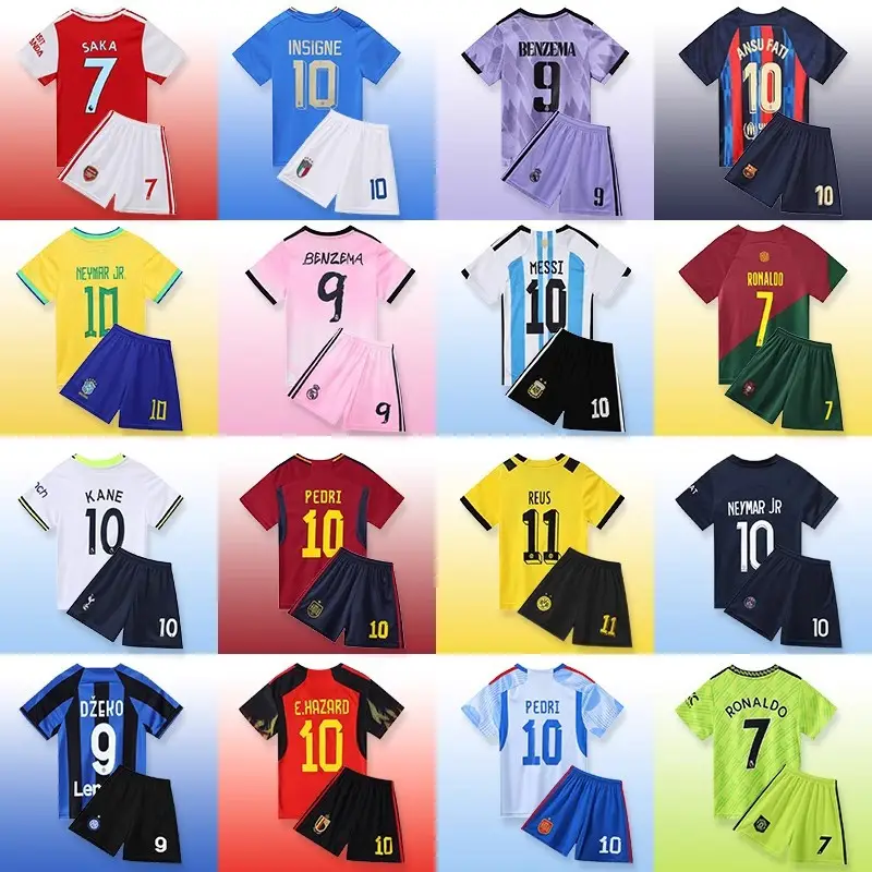 Children's Football Uniform suit Boys Messi Ronaldo Jersey Primary School Girls Class Competition Training Team Uniform Printing