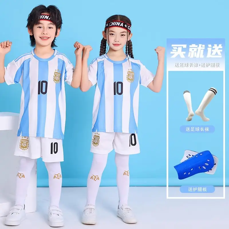 Children's Football Uniform suit Boys Messi Ronaldo Jersey Primary School Girls Class Competition Training Team Uniform Printing