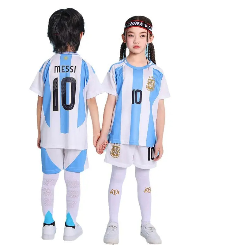 Children's Football Uniform suit Boys Messi Ronaldo Jersey Primary School Girls Class Competition Training Team Uniform Printing
