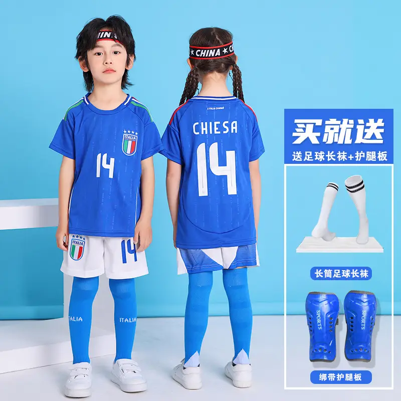 Children's Football Uniform suit Boys Messi Ronaldo Jersey Primary School Girls Class Competition Training Team Uniform Printing