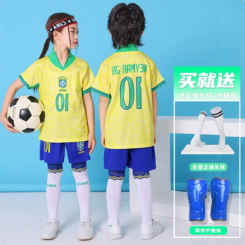 Children's Football Uniform suit Boys Messi Ronaldo Jersey Primary School Girls Class Competition Training Team Uniform Printing