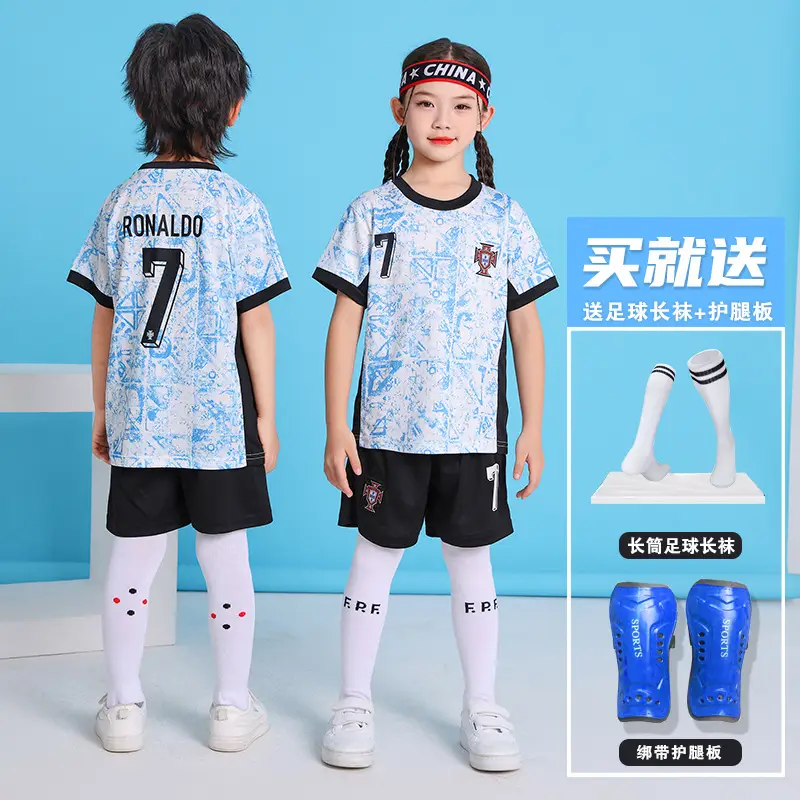 Children's Football Uniform suit Boys Messi Ronaldo Jersey Primary School Girls Class Competition Training Team Uniform Printing
