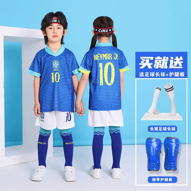 Children's Football Uniform suit Boys Messi Ronaldo Jersey Primary School Girls Class Competition Training Team Uniform Printing