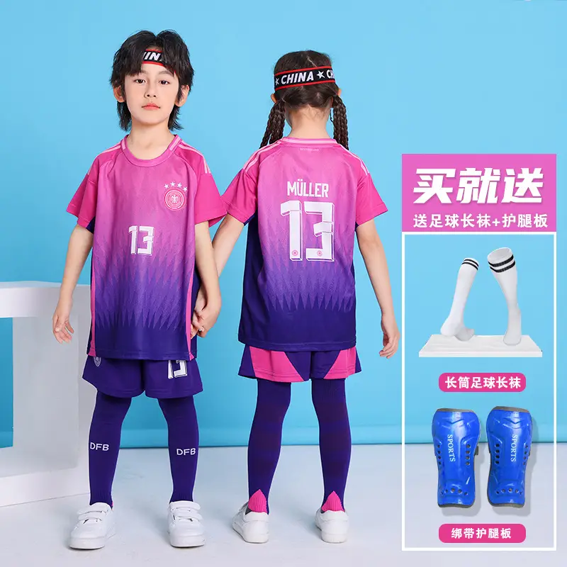 Children's Football Uniform suit Boys Messi Ronaldo Jersey Primary School Girls Class Competition Training Team Uniform Printing