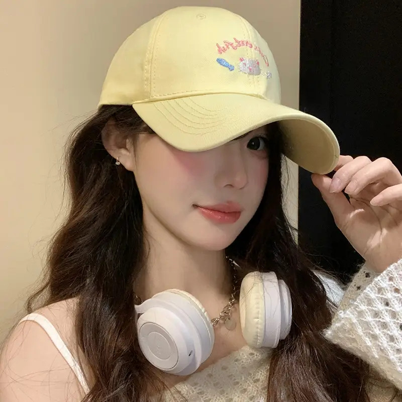 Cute Kitten Embroidered Baseball Cap Women Spring Summer