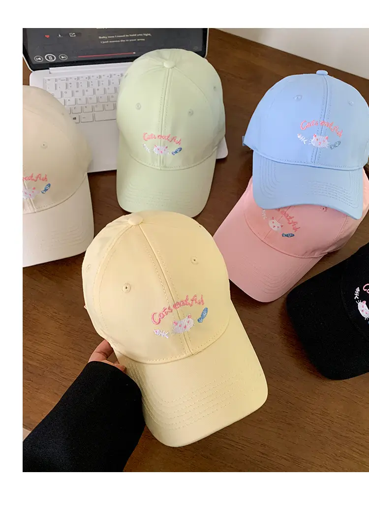 Cute Kitten Embroidered Baseball Cap Women Spring Summer — feature 14