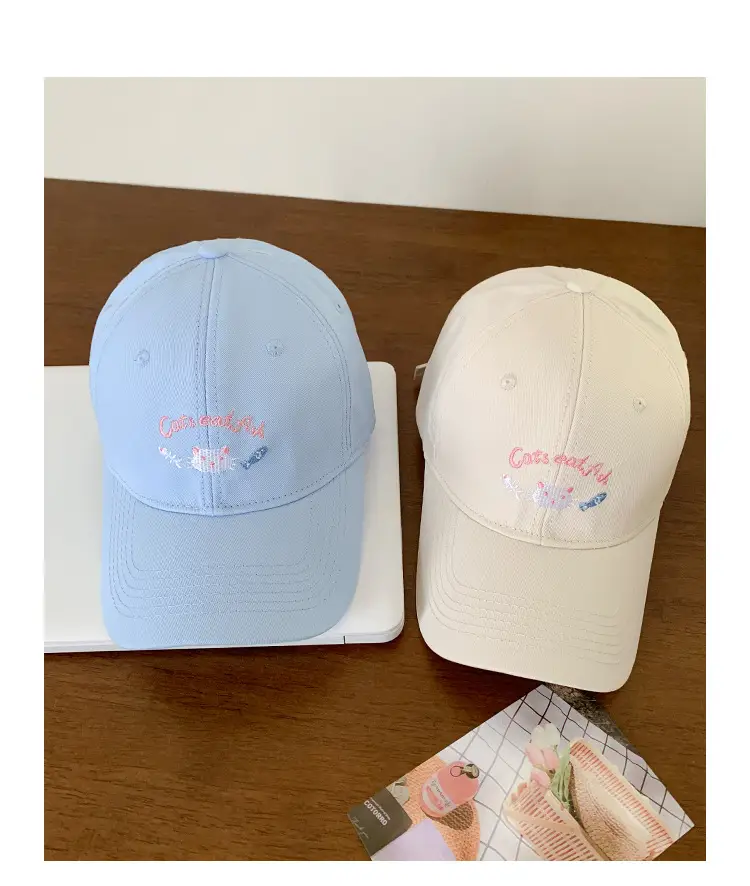 Cute Kitten Embroidered Baseball Cap Women Spring Summer — feature 16