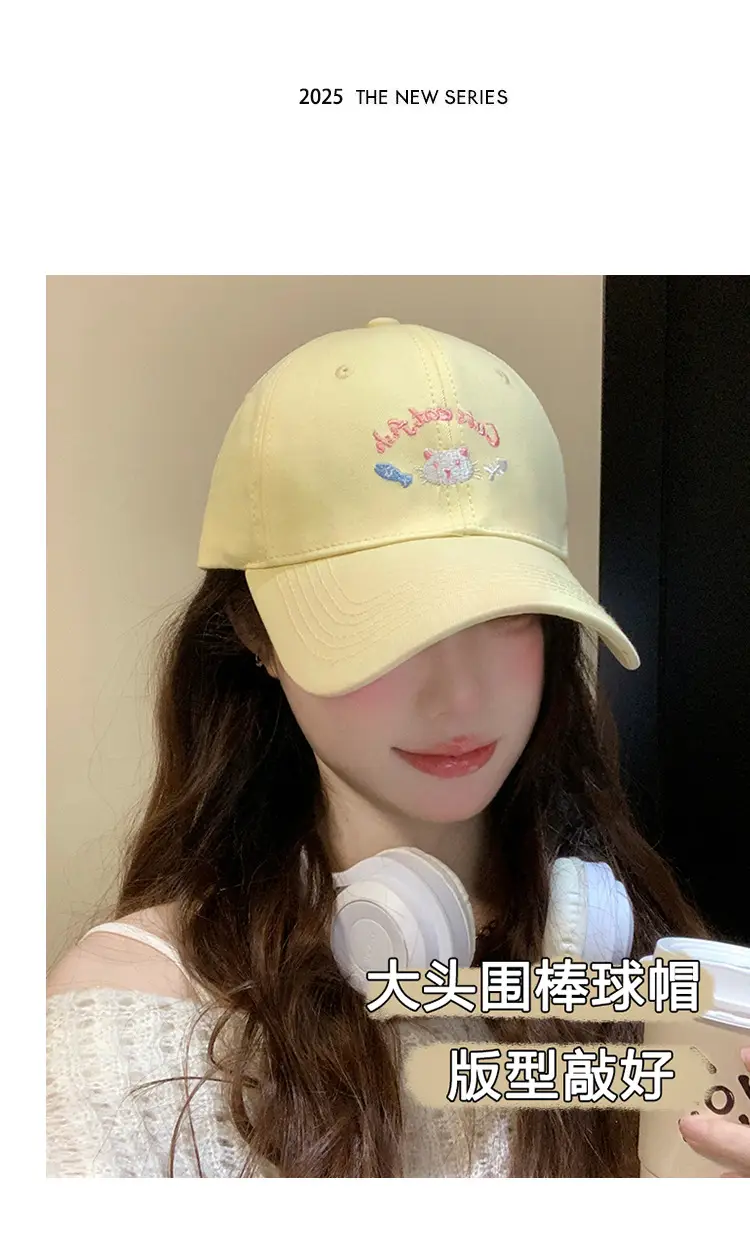 Cute Kitten Embroidered Baseball Cap Women Spring Summer — feature 7
