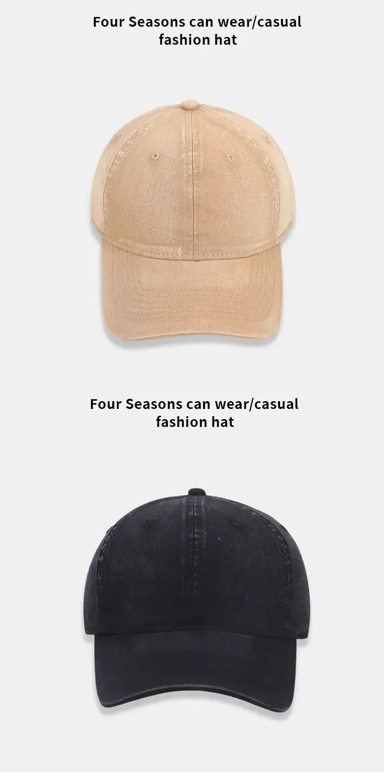 Dark Grey Washed Baseball Cap Plus Size Sunshade — feature 12