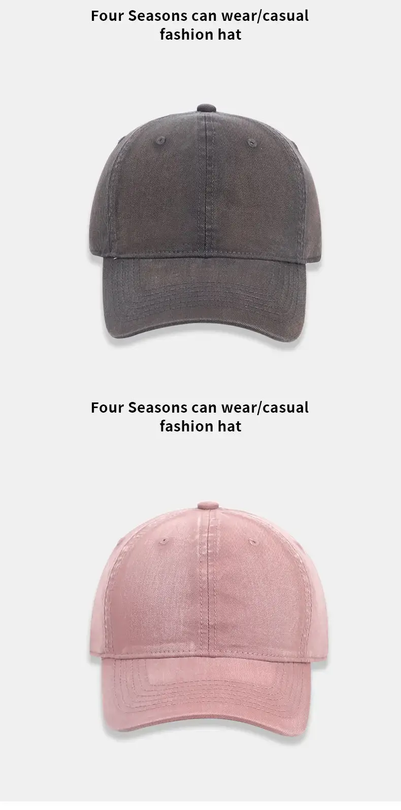 Dark Grey Washed Baseball Cap Plus Size Sunshade — feature 13