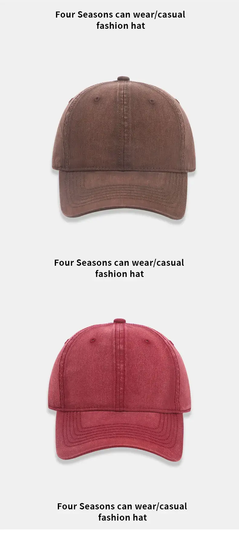 Dark Grey Washed Baseball Cap Plus Size Sunshade — feature 14