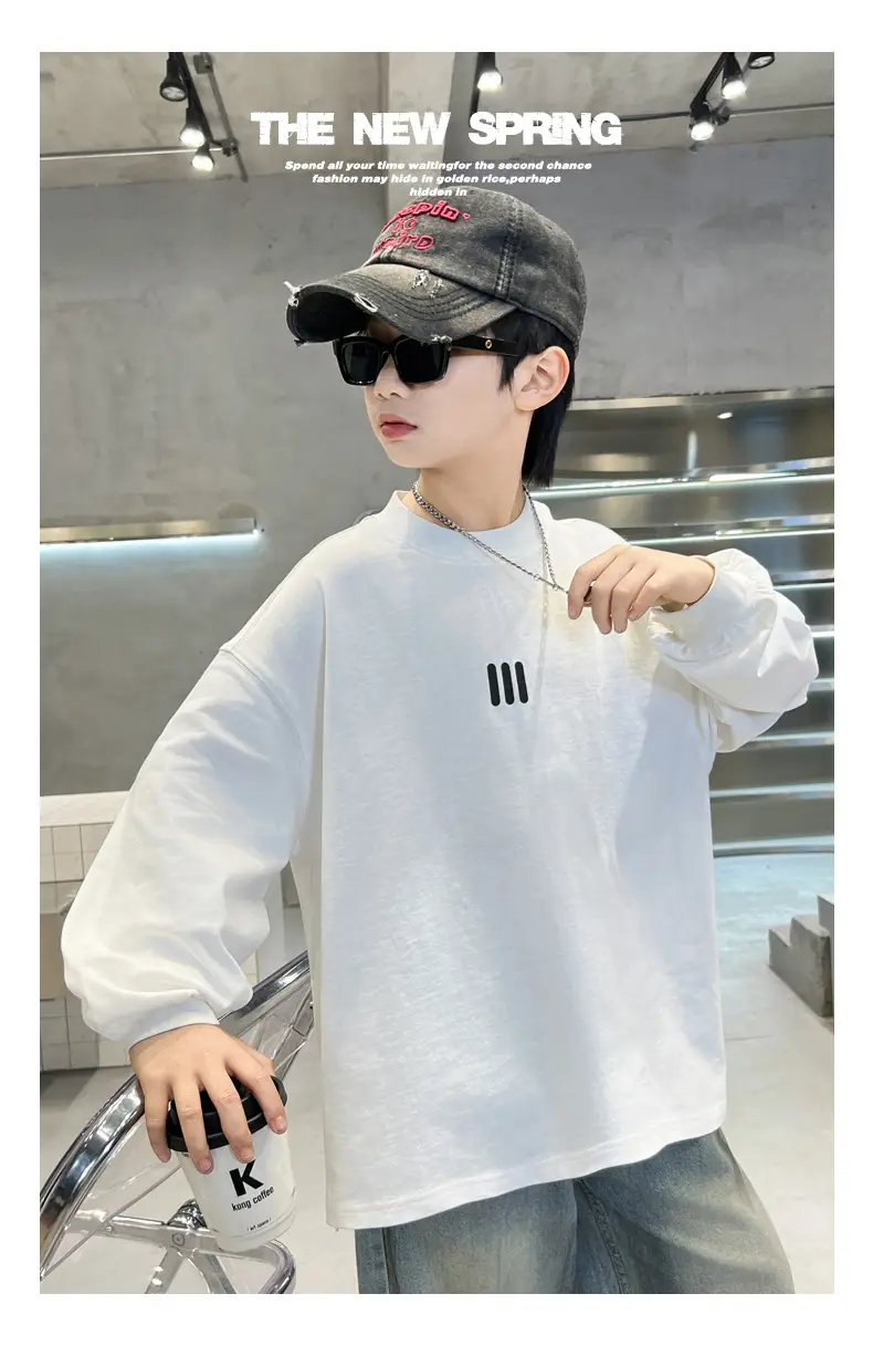 Spring Boys Long Sleeve T-Shirt White Medium Large — feature 14