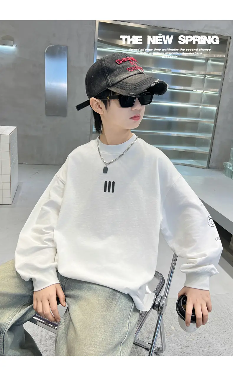 Spring Boys Long Sleeve T-Shirt White Medium Large — feature 16