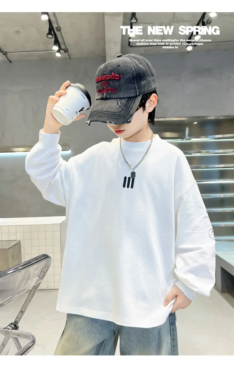 Spring Boys Long Sleeve T-Shirt White Medium Large — feature 19