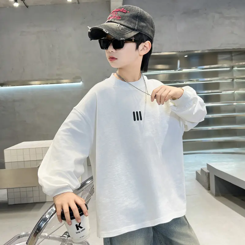 Spring Boys Long Sleeve T-Shirt White Medium Large — feature 2