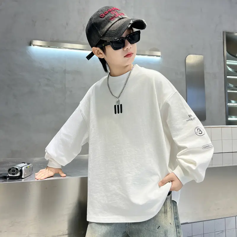 Spring Boys Long Sleeve T-Shirt White Medium Large — feature 3