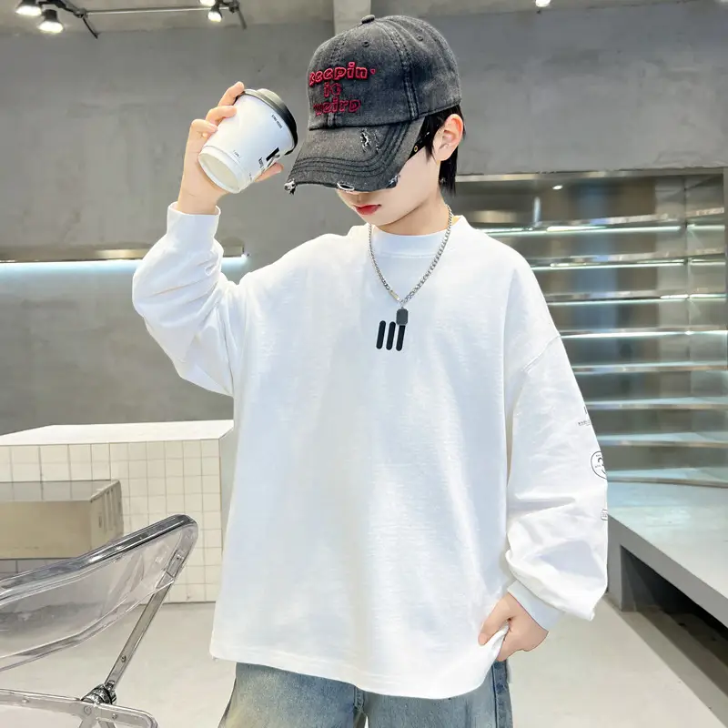 Spring Boys Long Sleeve T-Shirt White Medium Large — feature 4