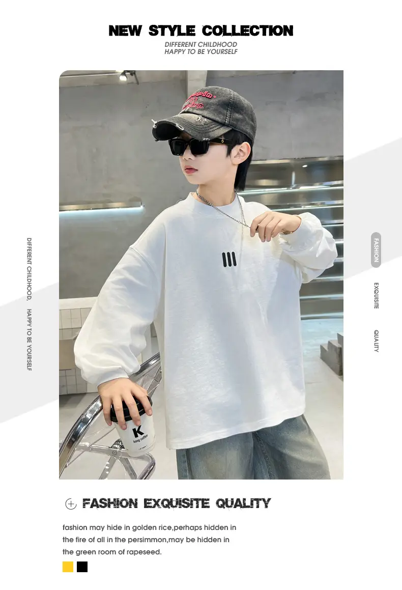 Spring Boys Long Sleeve T-Shirt White Medium Large — feature 5