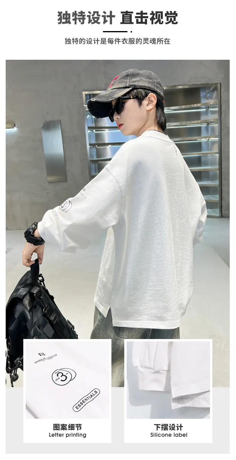 Spring Boys Long Sleeve T-Shirt White Medium Large — feature 7