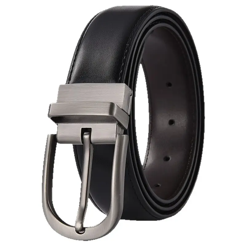 Men's Brown Leather Belt with Silver Buckle - Image 14