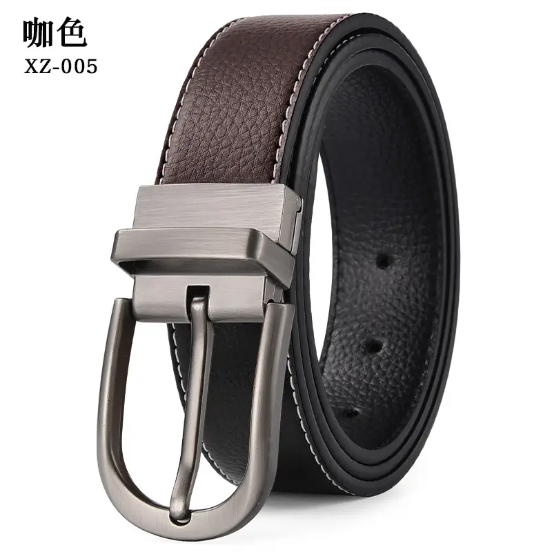 Men's Brown Leather Belt with Silver Buckle — feature 11