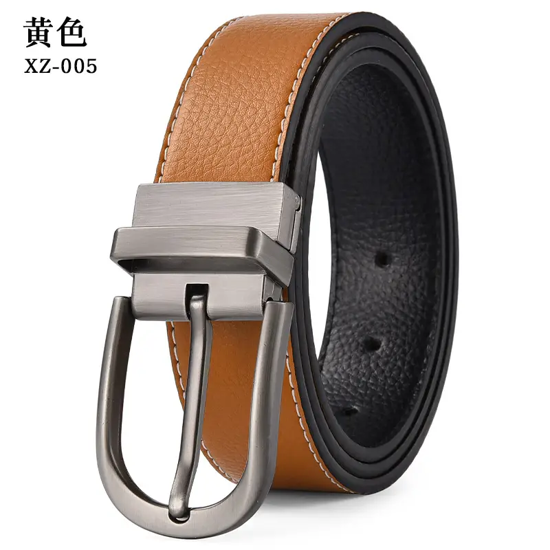 Men's Brown Leather Belt with Silver Buckle - Image 3