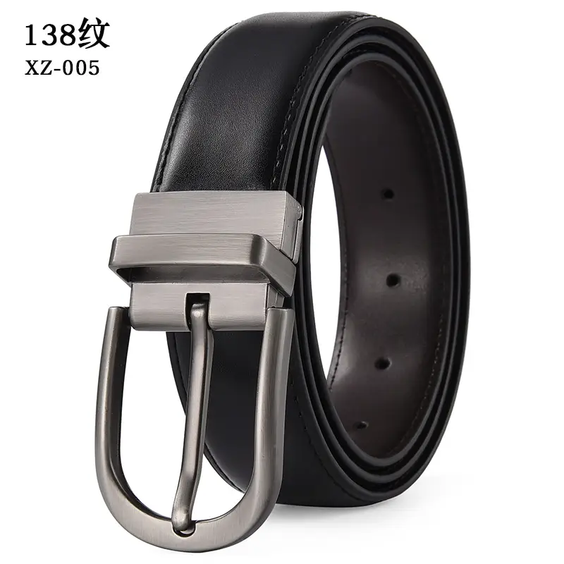 Men's Brown Leather Belt with Silver Buckle - Image 7