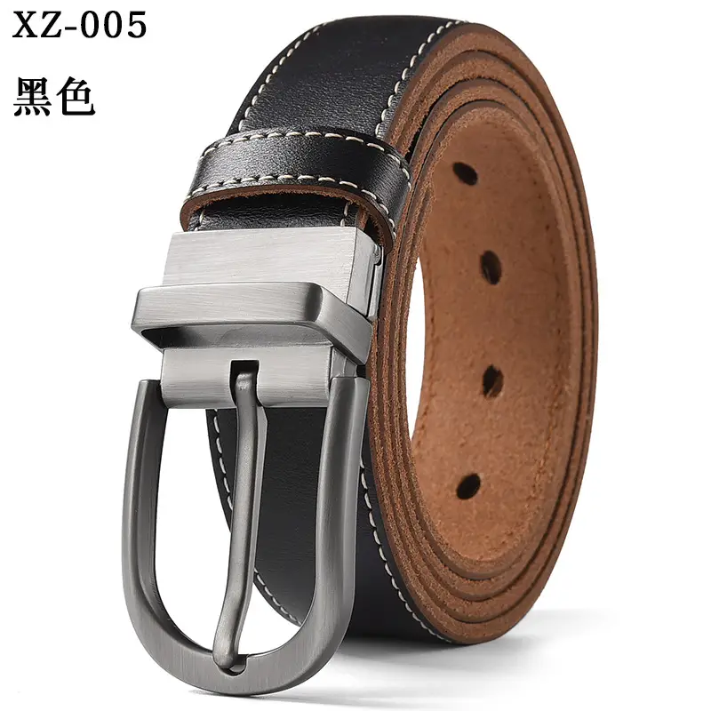 Men's Brown Leather Belt with Silver Buckle - Image 8