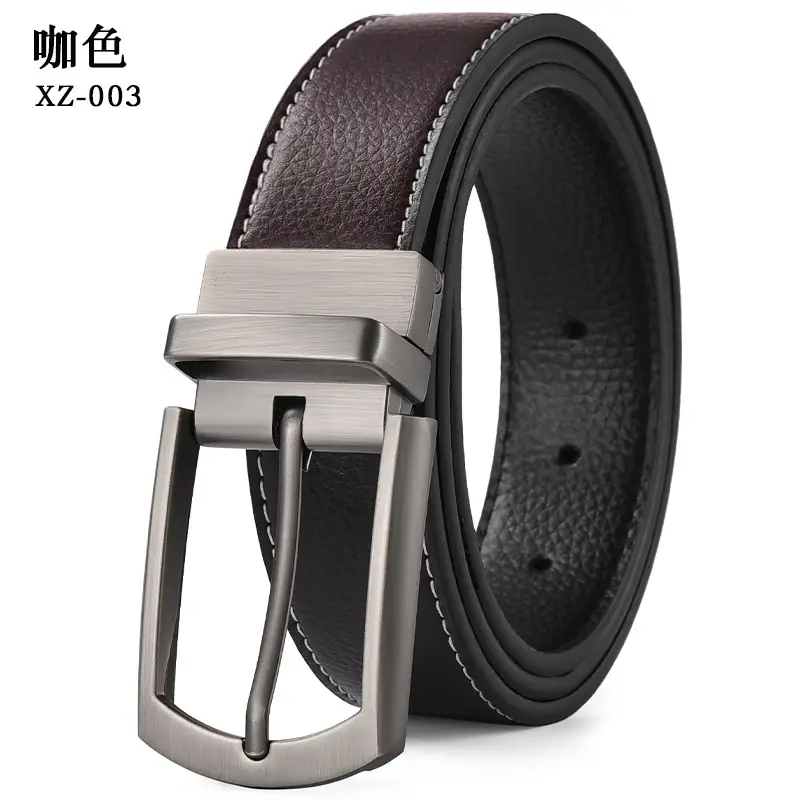 Men's Yellow Leather Belt with Silver Pin Buckle — feature 11
