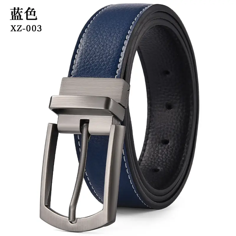 Men's Yellow Leather Belt with Silver Pin Buckle — feature 12