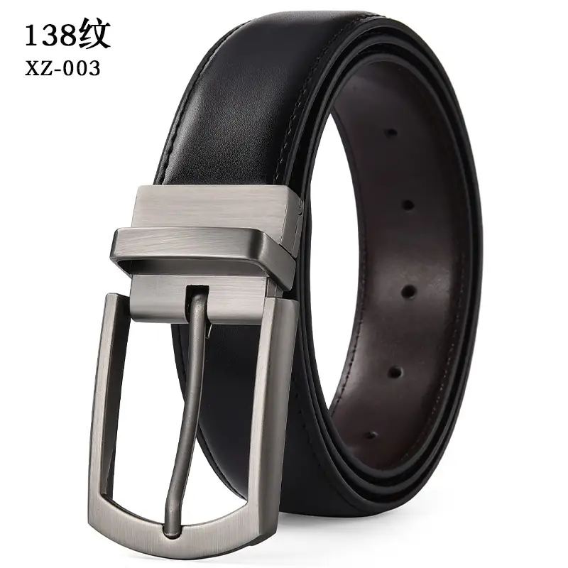 Men's Yellow Leather Belt with Silver Pin Buckle — feature 13