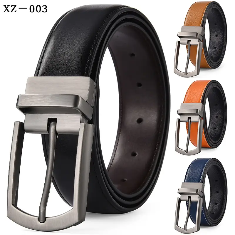 Men's Yellow Leather Belt with Silver Pin Buckle — feature 14