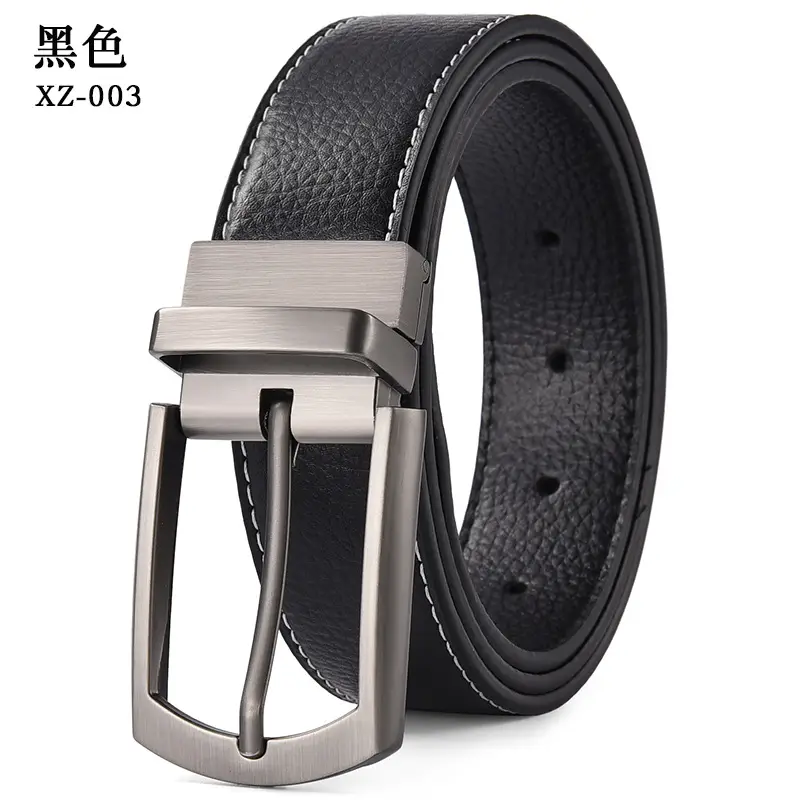 Men's Yellow Leather Belt with Silver Pin Buckle — feature 9
