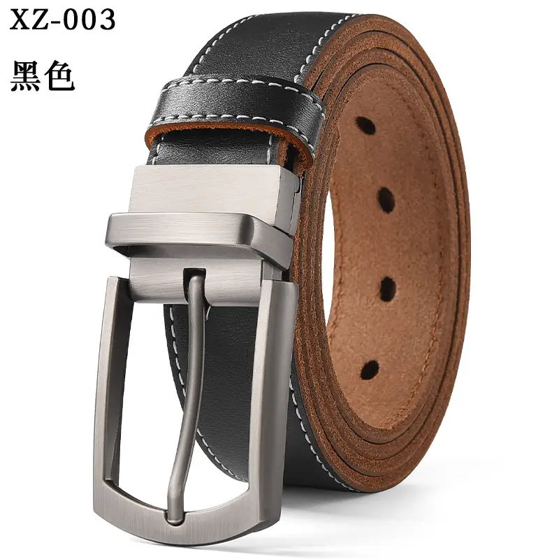Men's Yellow Leather Belt with Silver Pin Buckle - Image 8