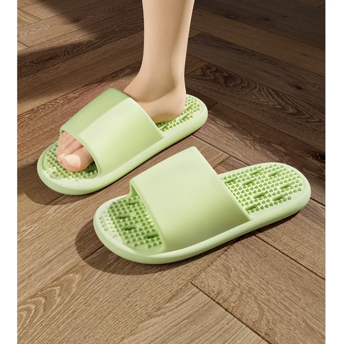 Men's Green Leak-Proof Bath Slippers with Quick-Drying Design — feature 14