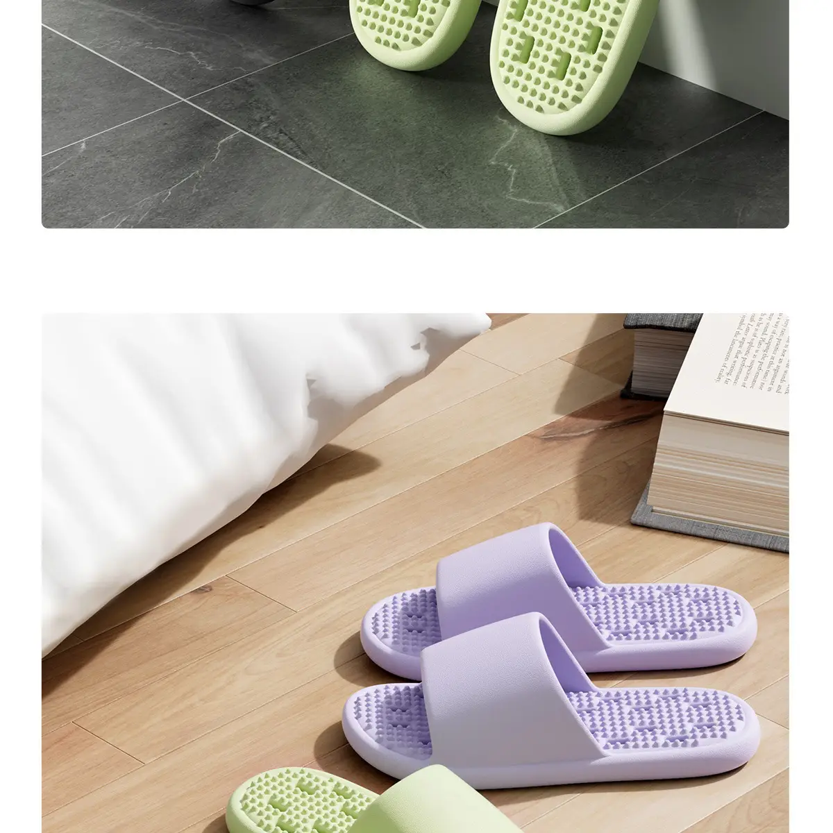 Men's Green Leak-Proof Bath Slippers with Quick-Drying Design — feature 16