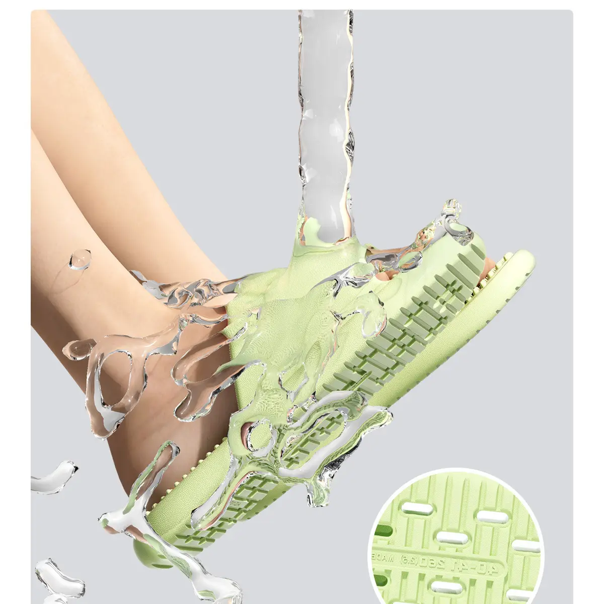 Men's Green Leak-Proof Bath Slippers with Quick-Drying Design — feature 5