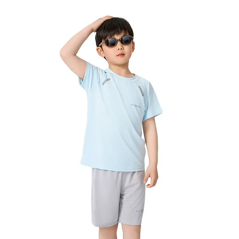 Boys Ice Silk Mesh Shorts Set Summer Large Kids - Image 4