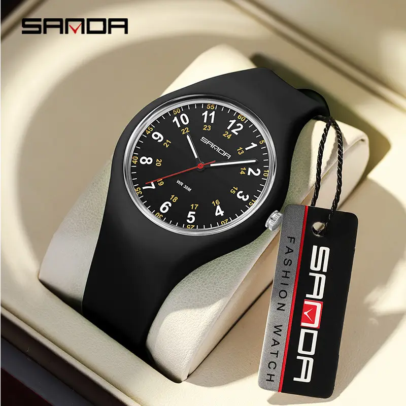 Sanda White Silicone Waterproof Student Quartz Watch - Image 11
