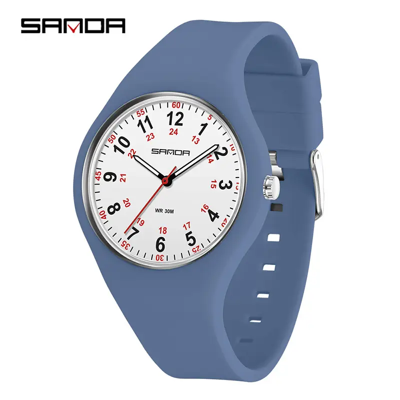 Sanda White Silicone Waterproof Student Quartz Watch - Image 13