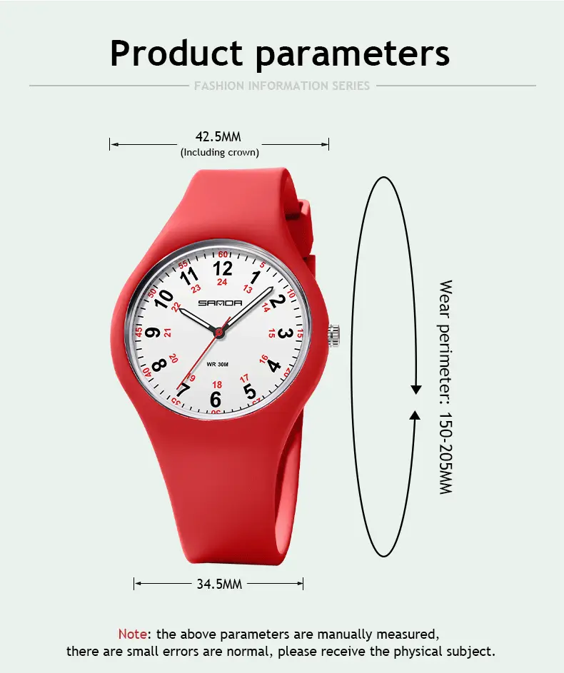 Sanda White Silicone Waterproof Student Quartz Watch — feature 26