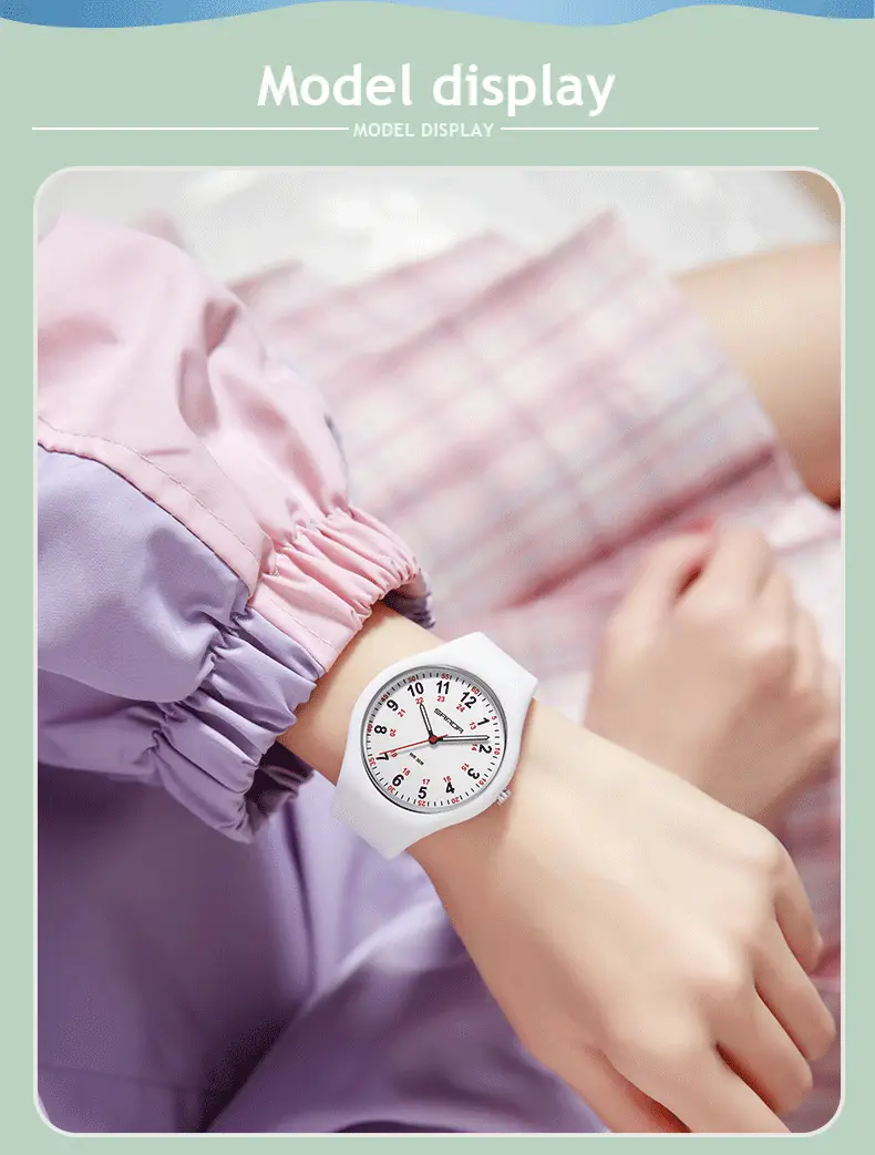 Sanda White Silicone Waterproof Student Quartz Watch — feature 31