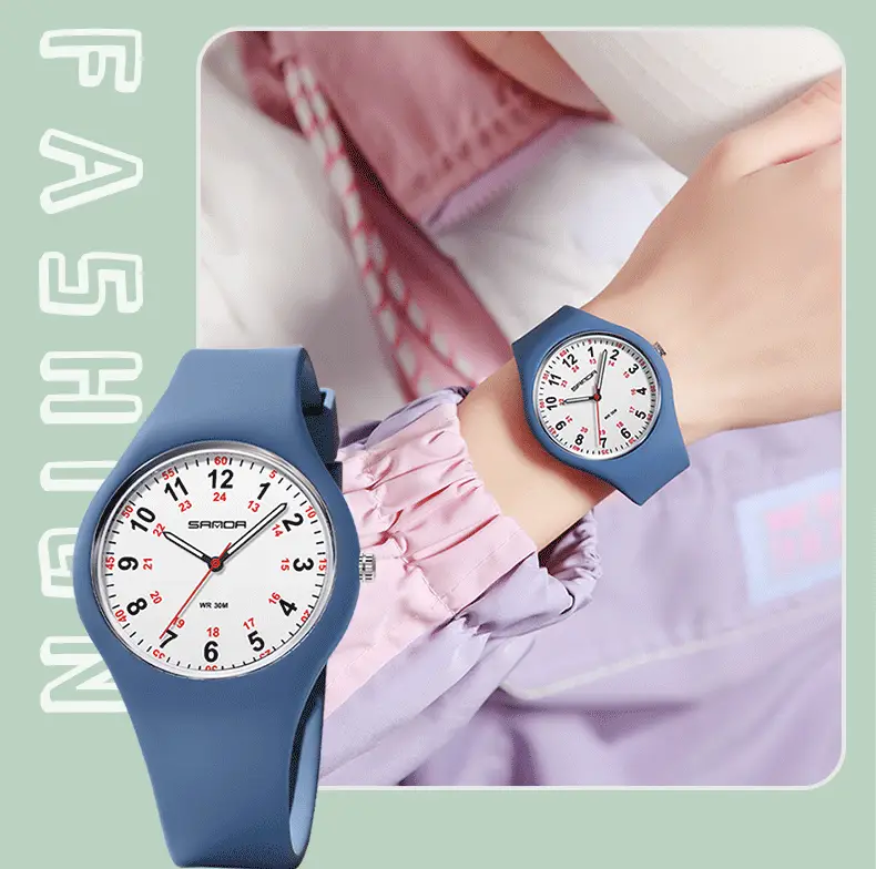 Sanda White Silicone Waterproof Student Quartz Watch — feature 32