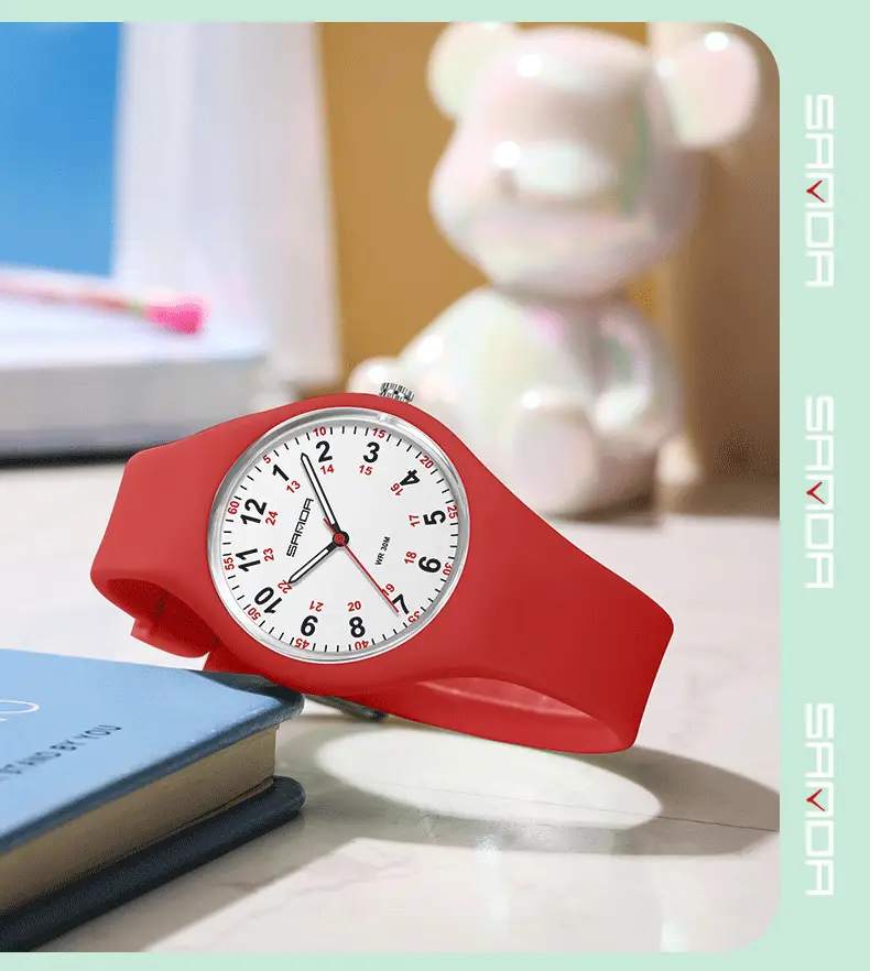 Sanda White Silicone Waterproof Student Quartz Watch — feature 34