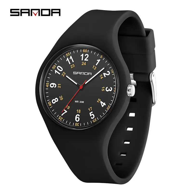 Sanda White Silicone Waterproof Student Quartz Watch - Image 4