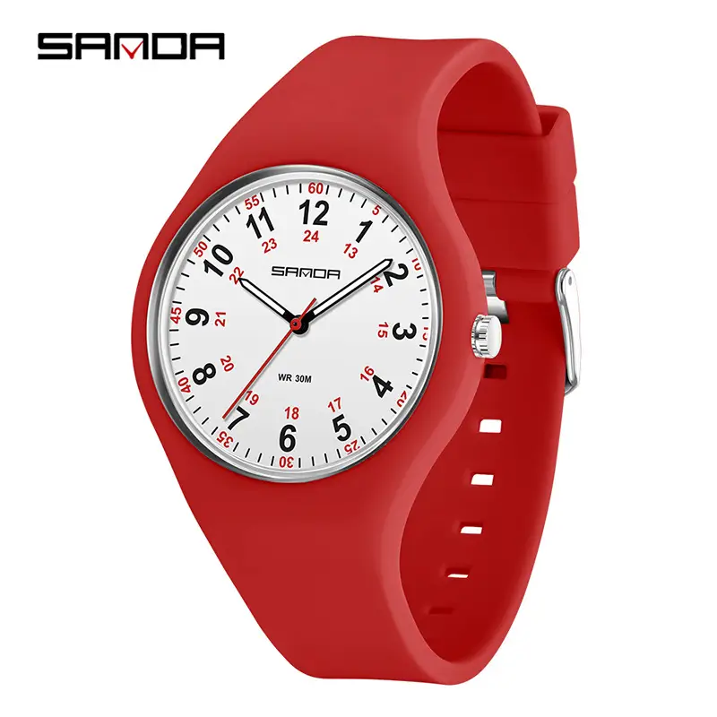 Sanda White Silicone Waterproof Student Quartz Watch - Image 7