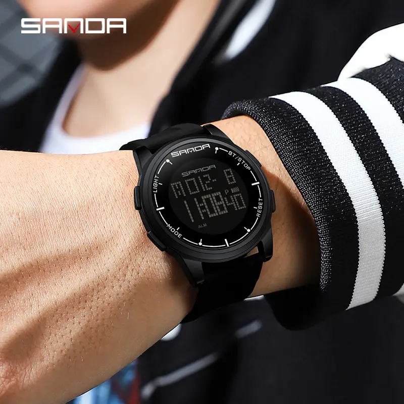 Sanda Digital Watch Men Black Strap 16:54 - Image 8